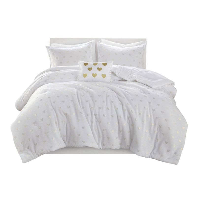 4 PCSSoft Bedding Sets, Twin XL Comforter + 1 StandardSham+1ThrowPillow, White