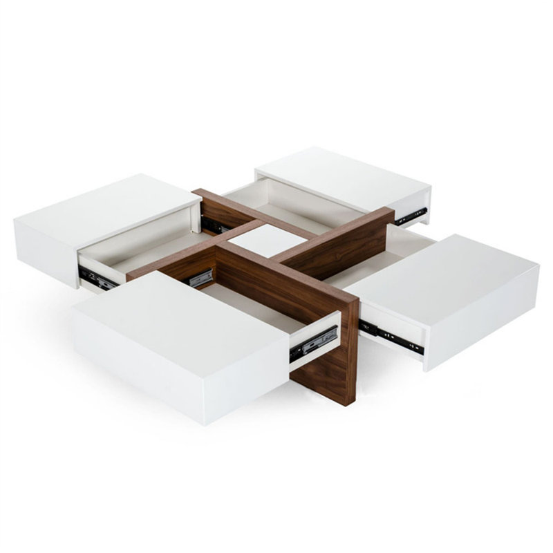 Table basse moderne en bois minimaliste, Blanc