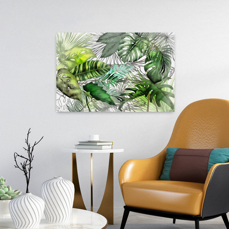 Contemporary Art Abstract Palm Tree Forest Landscape Art by Amini54 - Wrapped Canvas Print, 40.64 cm H x 60.96 cm W