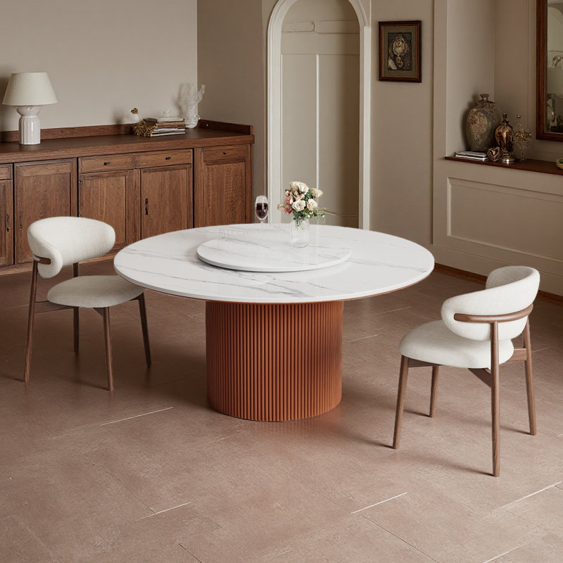 Table de salle à manger de 59 po avec table en bois fritté et plateau moderne en bois fritté 59 po avec base en bois Brwon pour maison, cuisine et salon