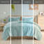 Édredon bleu simple / simple TG avec fourrure à poils longs, envers-118625221