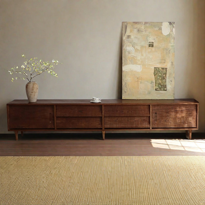 Meuble télé en bois massif de style ancien, 86.6"