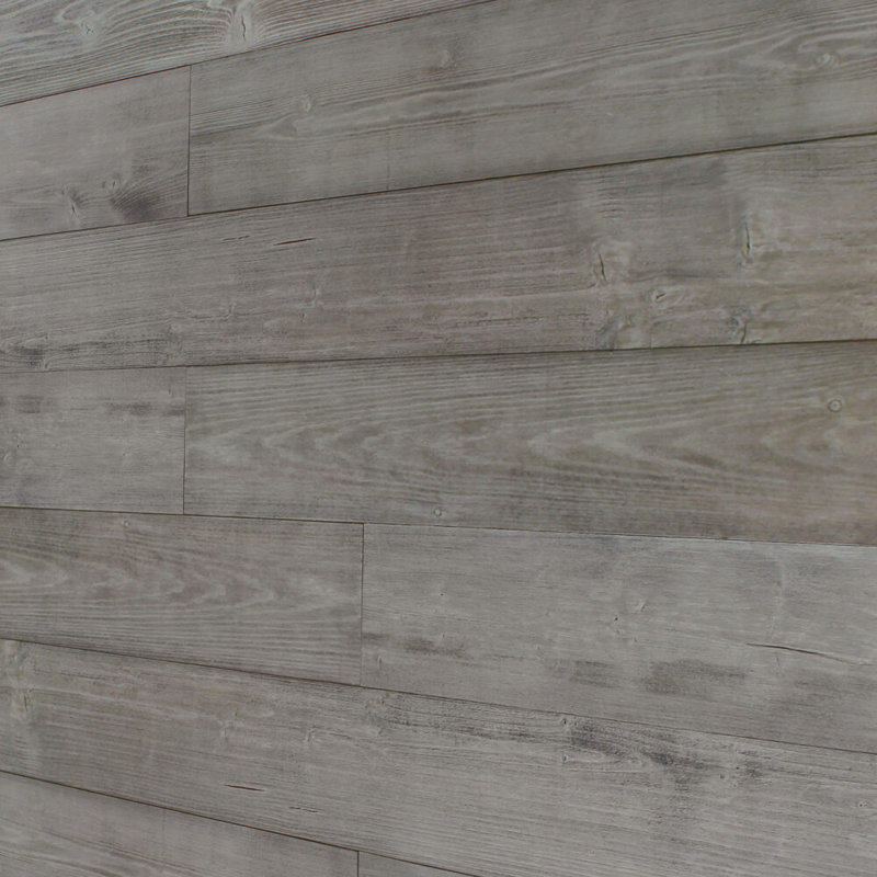 Panneau mural en bois de grange pelez et collez 5,04 po x 46,45 po, gris