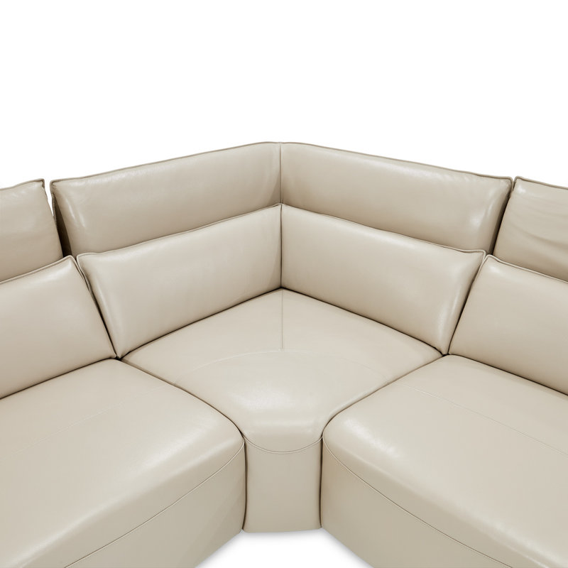 Mia Bella Sectional, Gray Genuine Leather