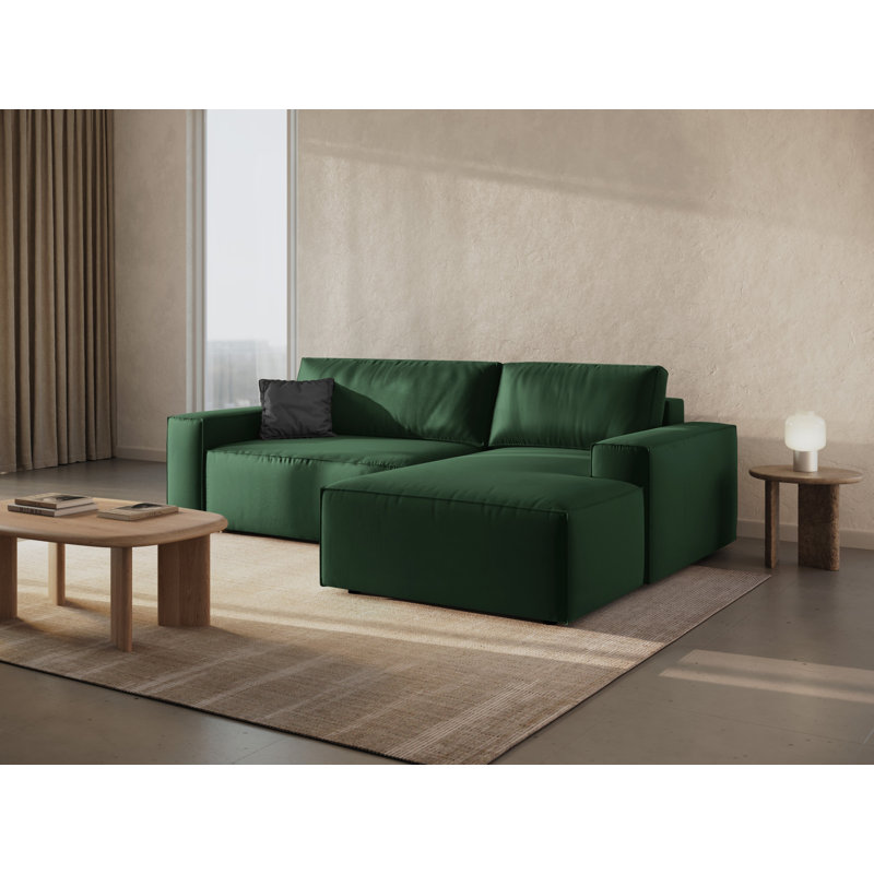 Alisbha 2 Seater Velvet Sofa Bed, Bottle Green