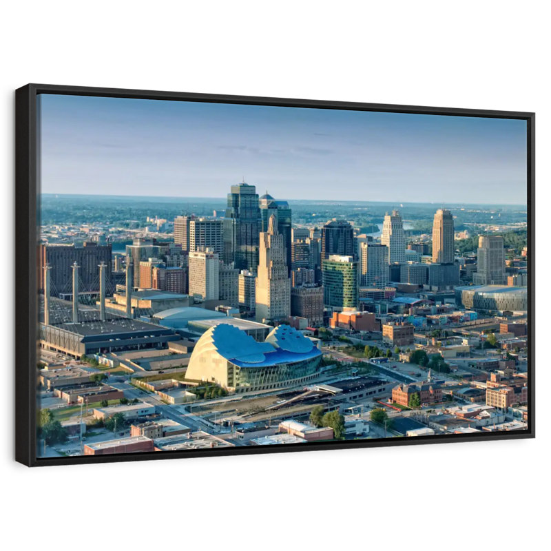 Centre-ville de Kansas City, 25 po x 17 po, Cadre flottant noir