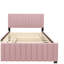 Lit plateforme double en velours avec plateau de rangement simple-121110441