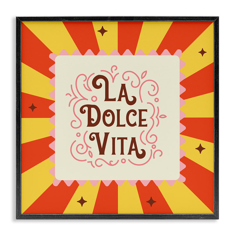 Art lunatique classique, "La Dolce Vita" giclée, design par Angela Steahling, H 12 po x l 12 po, Giclée encadrée noir minuit