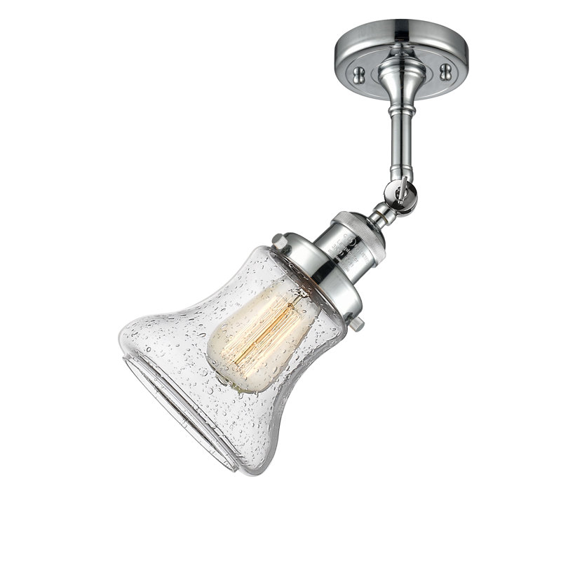 Edda Glass Semi Flush Mount, Seedy, 6 Watt Vinage LED Bulb, Polished Chrome