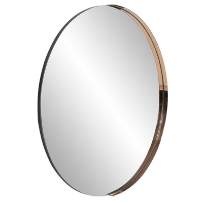Ames Round Stainless Steel Beveled Mirror