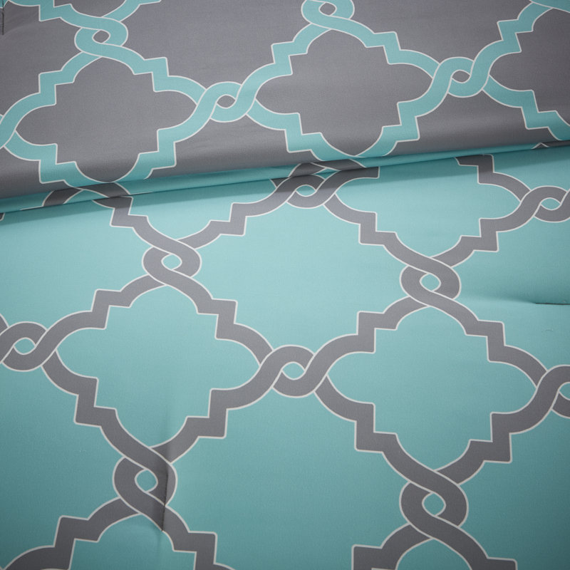 Ensemble d'édredon réversible en microfibre avec draps en coton Merritt, Très grand édredon et 8 pièces supplémentaires