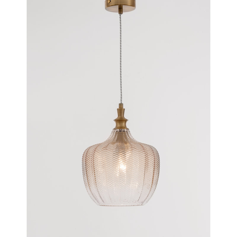 1 - Light Single Pendant, Amber, Gold