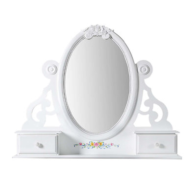 Miroir Flora 47 po x 38 po avec bijoux, finition blanche