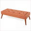 Banc repose-pieds avec rangement, capitonnage à boutons moderne de 50 pouces pour le bout du lit, vestibule | Orange | Bois de bouleau brun foncé