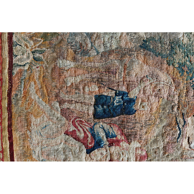 Antique Tapestry Belgium Allover Flat Weave Rug