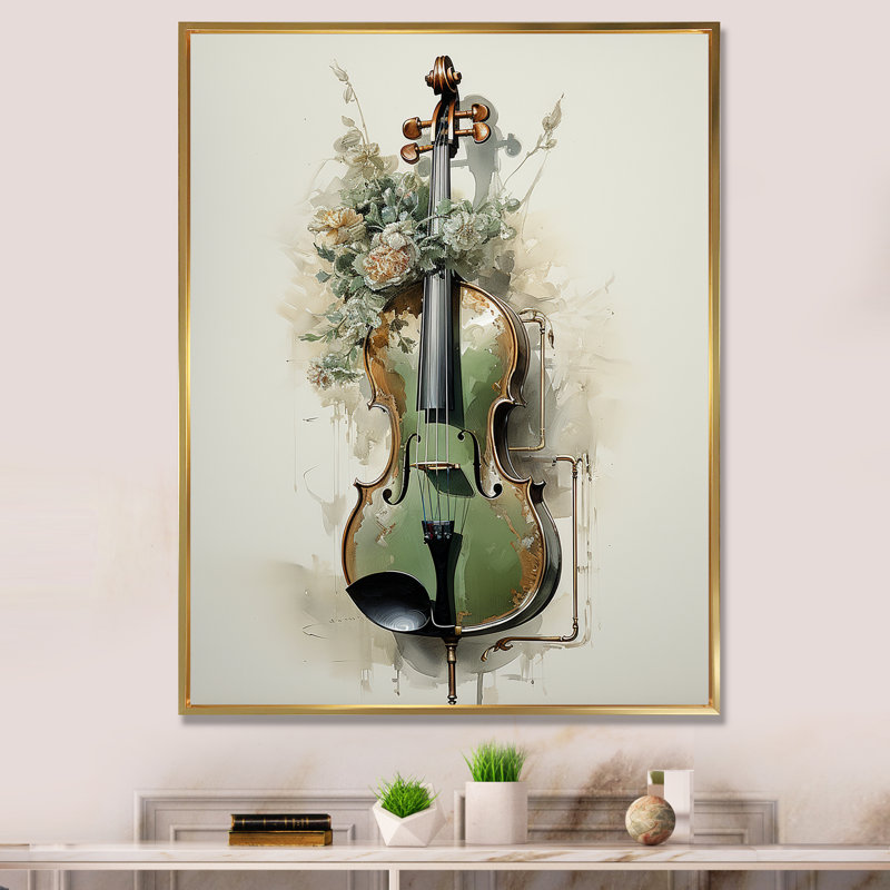 Basson beauté opulente olive II sur toile, H 32 po x l 24 po x P 1 po, Cadre flottant doré