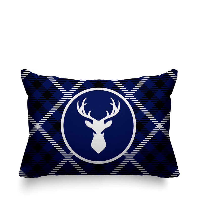 Coussin décoratif intérieur / extérieur Tartan Reindeer, Marine
