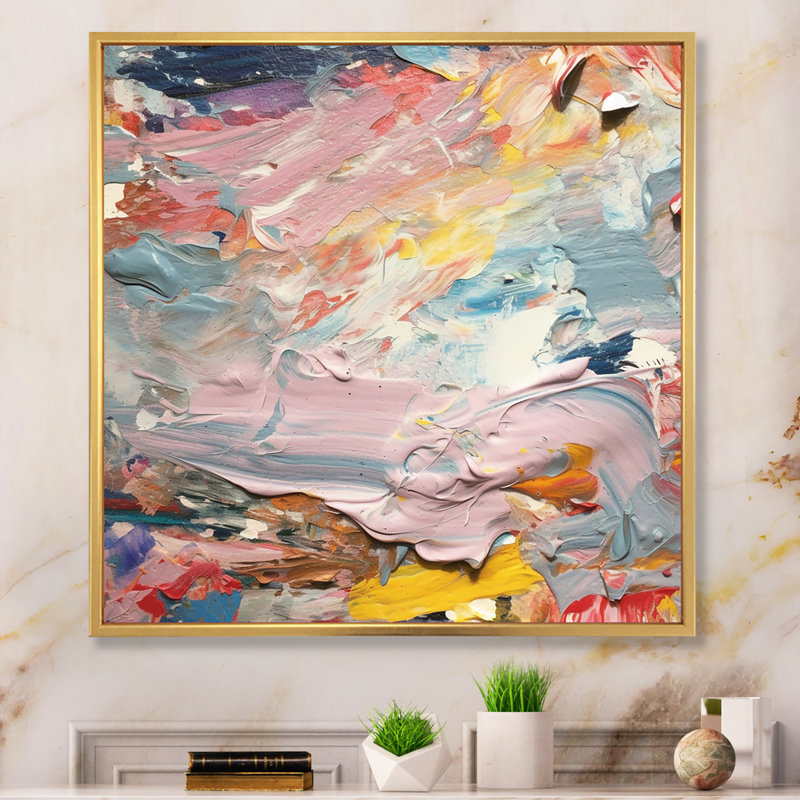 «Summer Pastel Groove Abstract Expressionism», reproduction d'art abstrait, Cadre doré à une seule photo