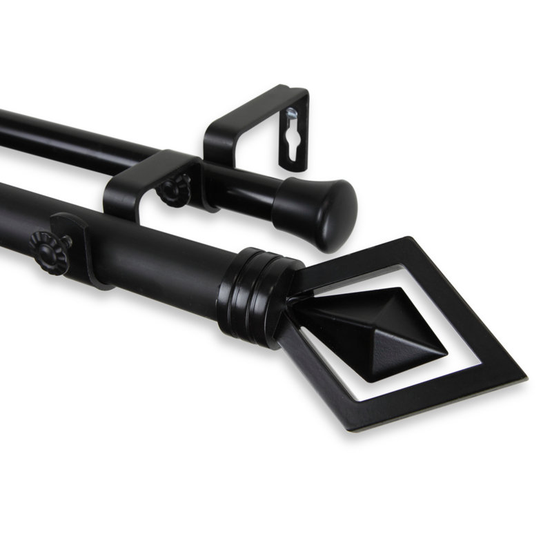 Tringle à rideaux double Moeller, l 66 à 120 po, Noir