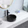 ANDVIN 14.17'' Black Ceramic Round Vessel Bathroom Sink Above Counter with Pop-up Drain.