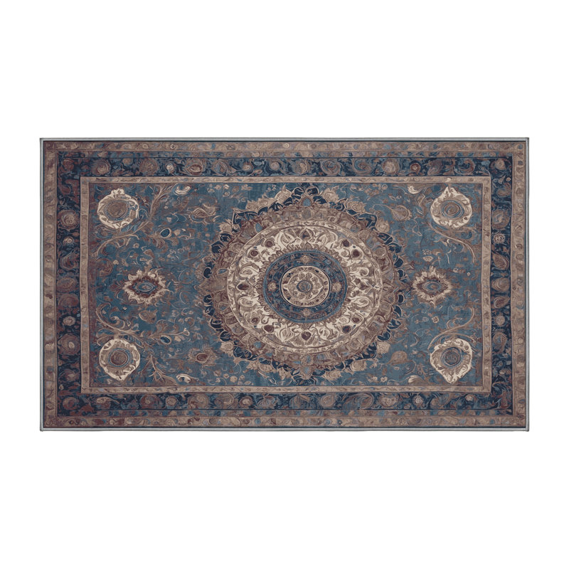 Machine Washable Gray Area Rug, Rectangle 5' x 8'