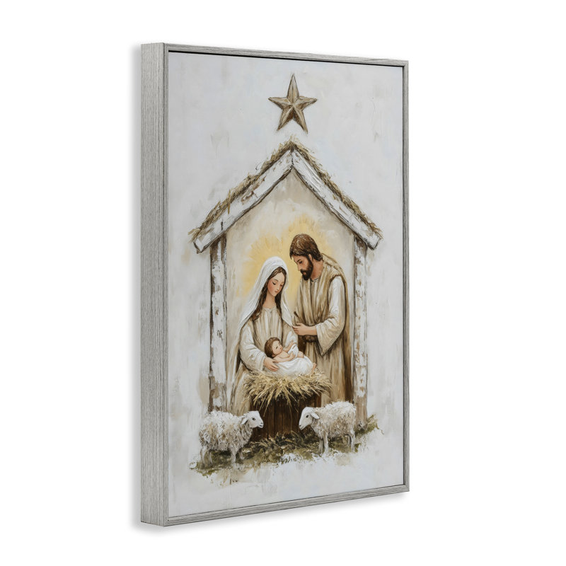Petits agneaux et crèche de Noël, estampe numérique, design par Petal Prints Design, H 24 po x l 16 po