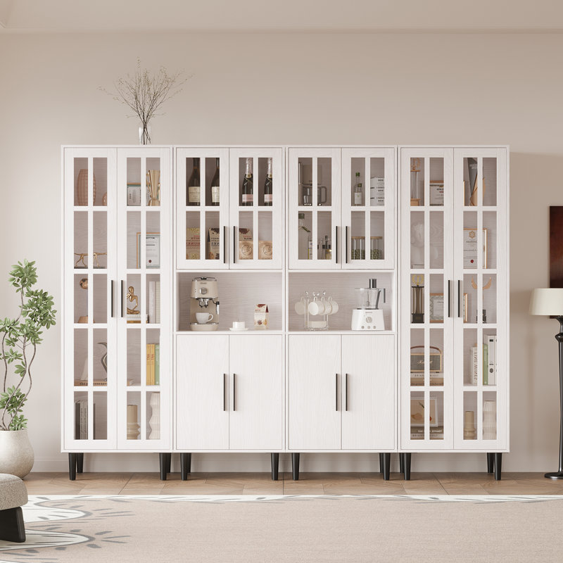 70.9'' H X 94.48'' W Book Cabinet Storage Bookcase Set, White