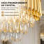 Modern Tiered Crystal Chandelier, Gold/Black, 15.7", E14 Base (No Bulb)-779995570