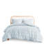 Couette bleue pour lit double/queen, rembourrage 100 % coton, avec 2 taies d'oreiller assorties, design moderne.