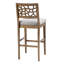 Tabouret de comptoir gris avec structure en bois de chêne massif et assise rembourrée, structure à finition requise
