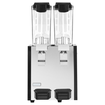 Distributeur de boissons professionnel avec deux réservoirs de 10 L, design en acier inoxydable pour boissons froides, température de refroidissement réglable de 7 °C à 12 °C, idéal pour les restaurants, les bars et les fêtes.