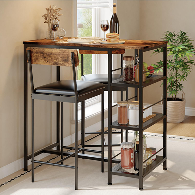 Dining Set, Brown / Black, Brown, Brown