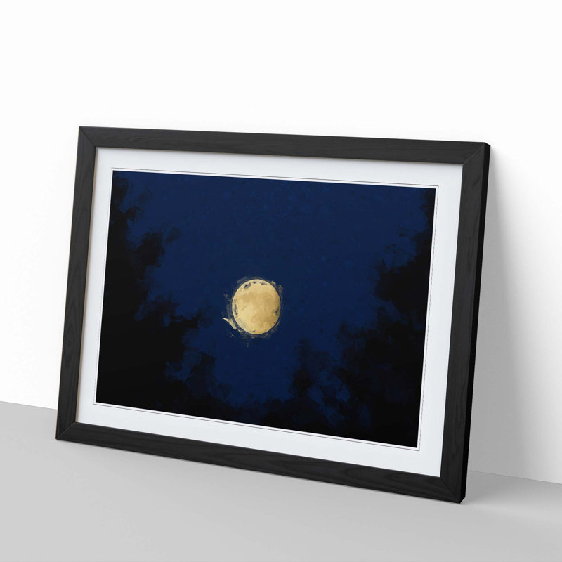 Moon Through the Trees in Abstract - Picture Frame Graphic Art Print, 36cm H x 48cm W x 2cm D, Black Framed