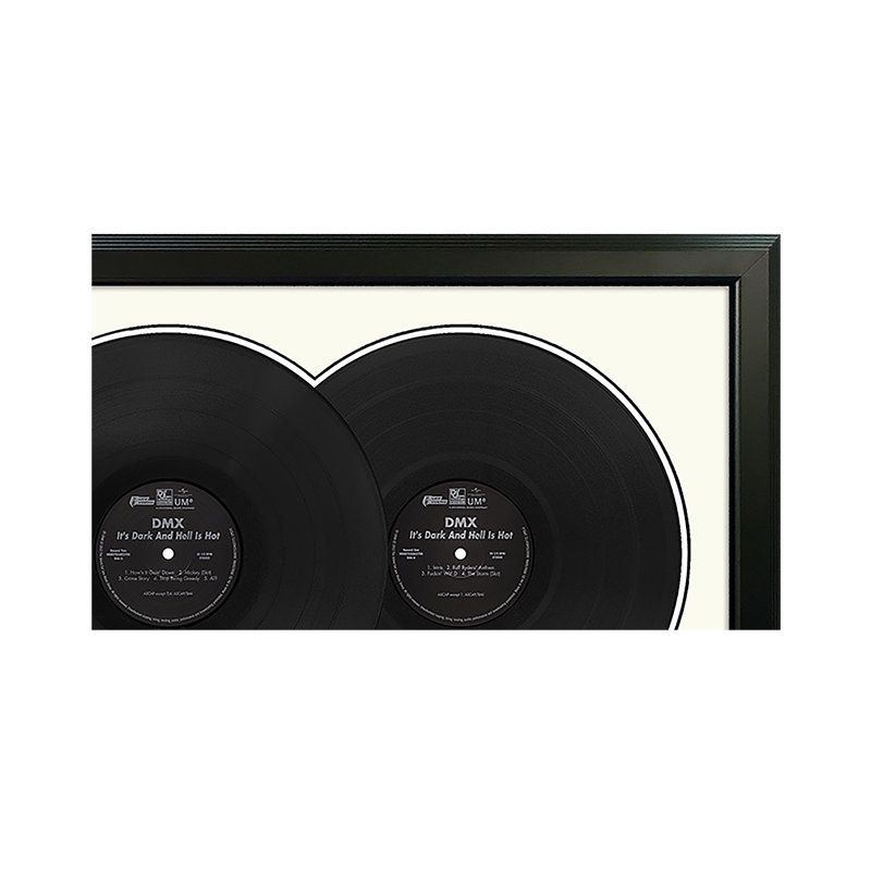 "It's Dark and Hell is Hot", art mural double disque vinyle encadré, présentation de la pochette d'albums, décor de souvenirs de musique, cadeau unique pour les amateurs de vinyle