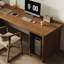 Bureau rectangulaire en bois massif de couleur noyer avec armoire