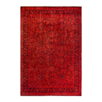 Overyed One-of-a-Kind Rectangle 6' 1" X 8' 10" New Age Wool Area Rug Red/Black