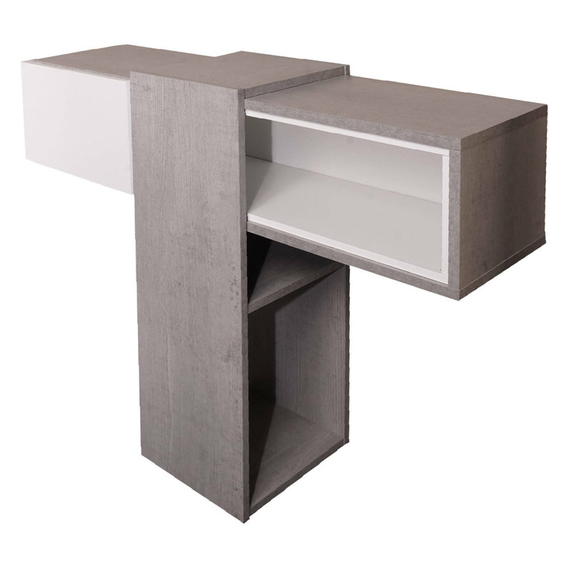 Emila Entrance Furniture With Mirror, Entrance For Hall With Drawer,  100X27H155, Color Cement And White