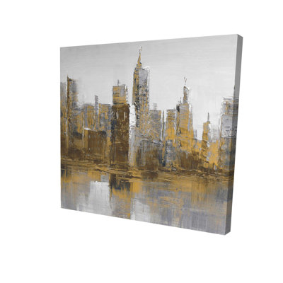 Toile de paysage urbain brun et sombre - Décoration intérieure contemporaine