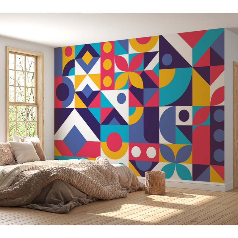 Murale pelez et collez de qualité supérieure - géométrie abstraite, L 108 po x l 150 po
