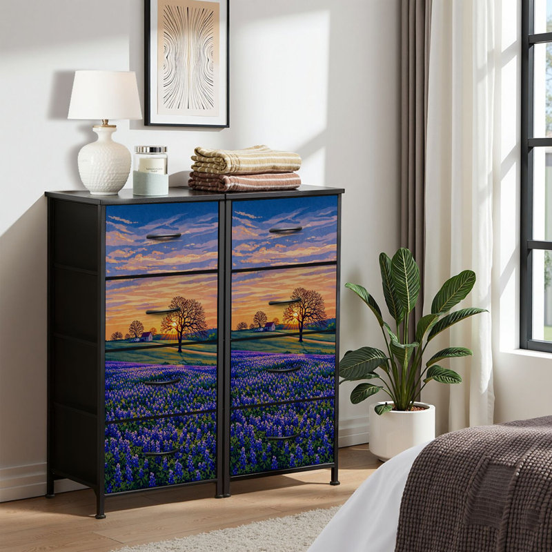 4 Drawer Dresser for Bedroom, Narrow Chest of Drawers, Wooden Top and Study Iron Frame 18"x37.5"-(WxH)