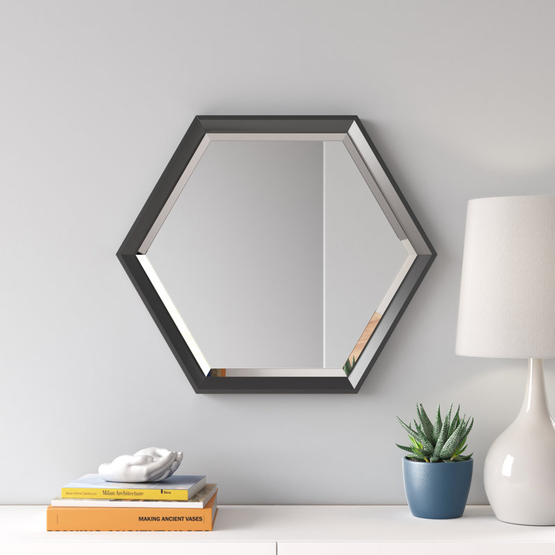 Miroir biseauté Bensonhurst, H 26 po x l 22 po, Noir