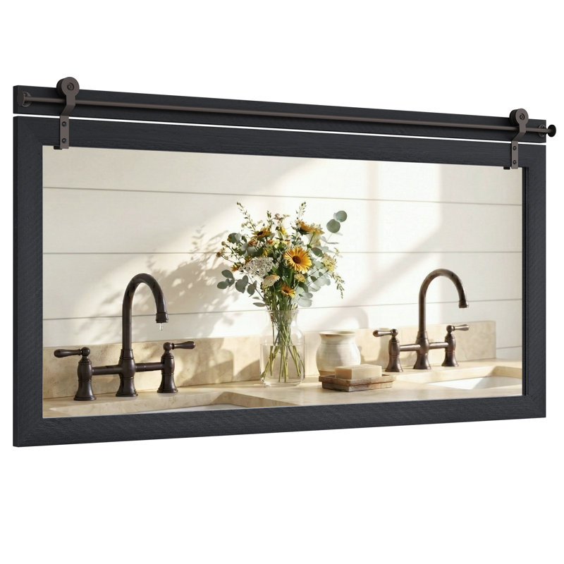 Miroir mural Farmhouse, Noir carbonisé, 49.5"×25"