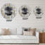 Horloge murale moderne à motif de feuilles tropicales noires et blanches I-60327270