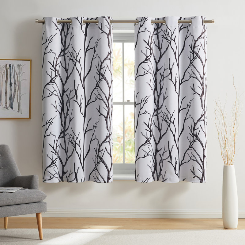 Kingdom Branch Blackout Curtain Panel, 40" W x 63" L, Ivory