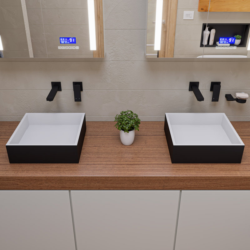 Lavabo de salle de bain vasque carré noir / blanc