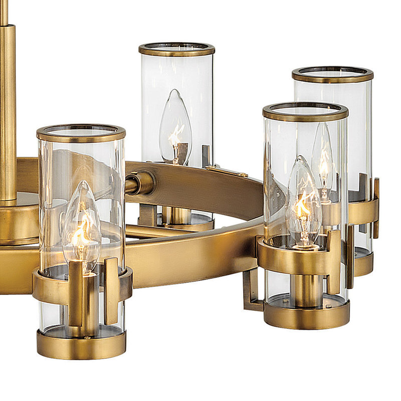 Reeve 8 - Light Unique Wagon Wheel Chandelier, Heritage Brass