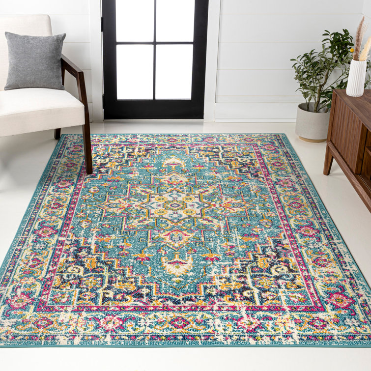 Tapis bleu / multicolore Eugena
