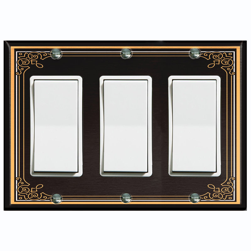 Patterned 3 - Gang Rocker Standard Wall Plate