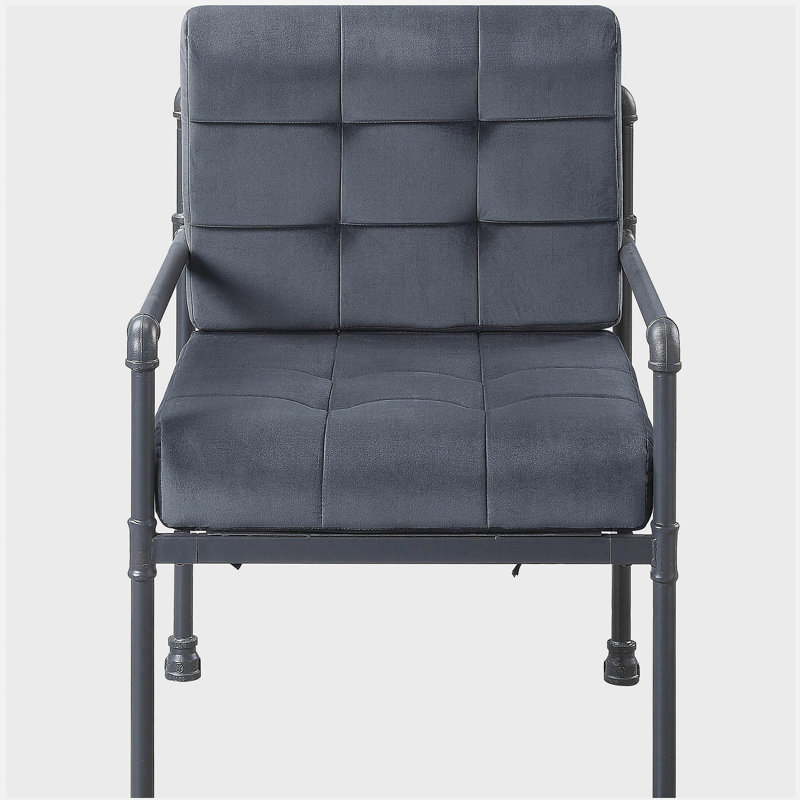 Fauteuil d'appoint à dossier coussiné gris et gris sable