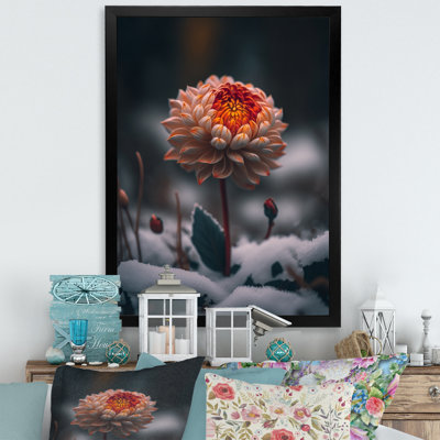 A Blooming Orange Dahlia Flower In Winter I - Print on Canvas -  Red Barrel Studio®, 90631A82FD944E6B9EC053123BC2BC44